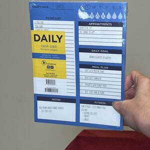 Bright Blue Day 6 x 8 Daily Task Pad - Schedule Notepad To Do Lists Meals Goals